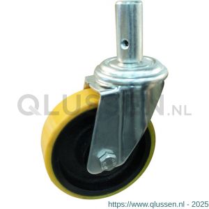 Protempo serie 28-91 zwenk transportwiel pen stalen gaffel gietijzeren velg PU band ± 94 shore A 100 mm kogellager 228.106.915.020