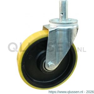 Protempo serie 28-91 zwenk transportwiel pen stalen gaffel gietijzeren velg PU band ± 94 shore A 200 mm kogellager 228.206.915.028