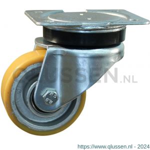 Protempo serie 29-14 zwenk transportwiel plaatbevestiging stalen gaffel aluminium velg PU band ± 94 shore A 80 mm kogellager 229.086.146.030