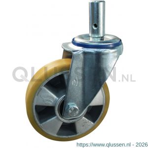 Protempo serie 29-12 zwenk transportwiel pen stalen gaffel aluminium velg PU band ± 94 shore A 125 mm kogellager 229.126.125.028