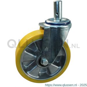 Protempo serie 29-12 zwenk transportwiel pen stalen gaffel aluminium velg PU band ± 94 shore A 200 mm kogellager 229.206.125.027