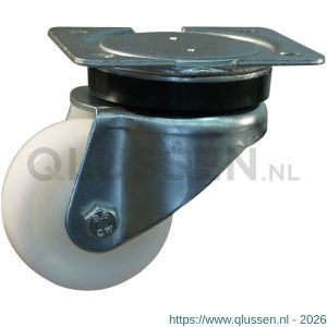 Protempo serie 33-14 zwenk transportwiel plaatbevestiging stalen gaffel naturel PA (of PP) 65 mm glijlager 233.061.146.030