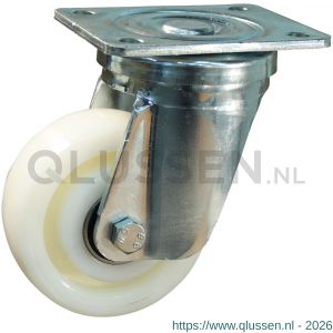 Protempo serie 33-18 zwenk transportwiel plaatbevestiging stalen gaffel naturel PA (of PP) 100 mm kogellager 233.106.186.050