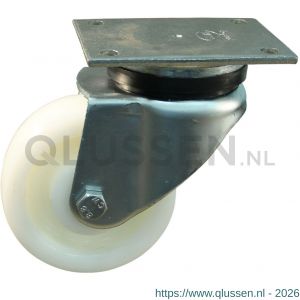 Protempo serie 33-14 zwenk transportwiel plaatbevestiging stalen gaffel naturel PA (of PP) 150 mm glijlager 233.151.146.050