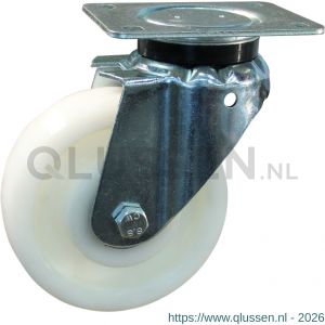 Protempo serie 33-14 zwenk transportwiel plaatbevestiging stalen gaffel naturel PA (of PP) 150 mm kogellager 233.166.146.150