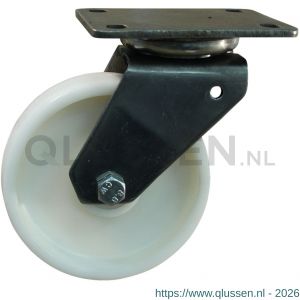 Protempo serie 34-32 zwenk transportwiel plaatbevestiging RVS gaffel naturel PP (of PA) 100 mm glijlager 234.101.326.100