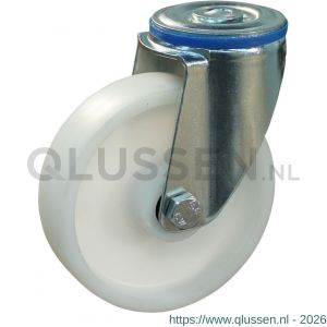Protempo serie 34-12 zwenk transportwiel boutgat stalen gaffel naturel PP (of PA) 125 mm rollager 234.122.120.035
