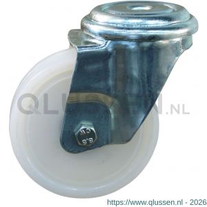 Protempo serie 34-91 zwenk transportwiel boutgat stalen gaffel naturel PP (of PA) 125 mm kogellager 234.126.910.035