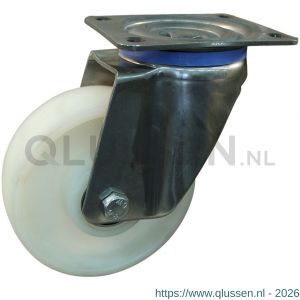 Protempo serie 34-35 zwenk transportwiel plaatbevestiging RVS gaffel naturel PP (of PA) 175 mm kogellager RVS 234.178.356.050