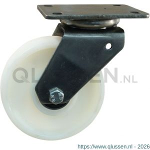 Protempo serie 34-32 zwenk transportwiel plaatbevestiging RVS gaffel naturel PP (of PA) 200 mm kogellager RVS 234.208.326.100