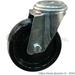 Protempo serie 35-31 zwenk transportwiel boutgat RVS gaffel zwart hittebestendig van Ditherm 80 mm glijlager 235.081.310.012