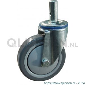 Protempo serie 36-12 zwenk transportwiel pen stalen gaffel grijze PP velg grijze PVC band ± 82 shore A 125 mm kogellager 236.126.125.020