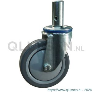 Protempo serie 36-12 zwenk transportwiel pen stalen gaffel grijze PP velg grijze PVC band ± 82 shore A 125 mm kogellager 236.126.125.027