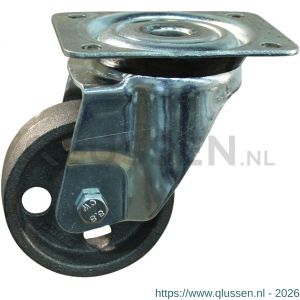 Protempo serie 45-91 zwenk transportwiel plaatbevestiging stalen gaffel gietijzeren 65 mm glijlager 245.061.916.030