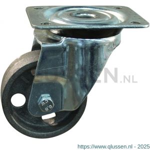 Protempo serie 45-91 zwenk transportwiel plaatbevestiging stalen gaffel gietijzeren 80 mm glijlager 245.081.916.030