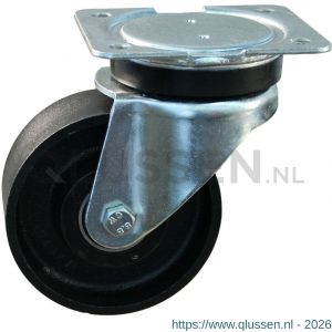 Protempo serie 45-14 zwenk transportwiel plaatbevestiging stalen gaffel gietijzeren 100 mm kogellager 245.106.146.040