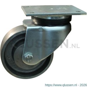 Protempo serie 45-14 zwenk transportwiel plaatbevestiging stalen gaffel gietijzeren 150 mm glijlager 245.151.146.050