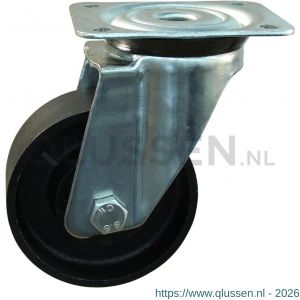 Protempo serie 45-91 zwenk transportwiel plaatbevestiging stalen gaffel gietijzeren 175 mm kogellager 245.176.916.050