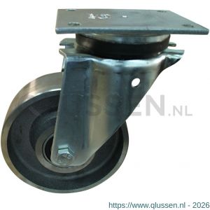 Protempo serie 45-14 zwenk transportwiel plaatbevestiging stalen gaffel gietijzeren 200 mm kogellager 245.206.146.050