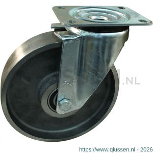 Protempo serie 45-11 zwenk transportwiel plaatbevestiging stalen gaffel gietijzeren 250 mm kogellager 245.256.116.050