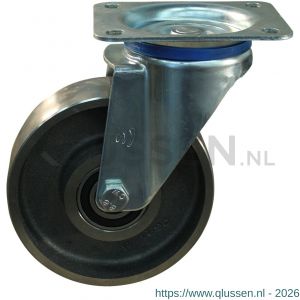 Protempo serie 45-12 zwenk transportwiel plaatbevestiging stalen gaffel gietijzeren 250 mm kogellager 245.256.126.050