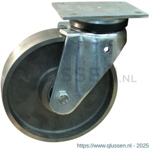 Protempo serie 45-14 zwenk transportwiel plaatbevestiging stalen gaffel gietijzeren 250 mm kogellager 245.256.146.050