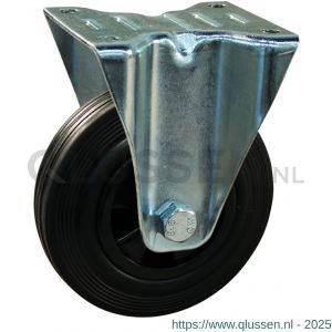 Protempo serie 01-12 bok transportwiel plaatbevestiging stalen gaffel PP velg standaard zwarte rubberen band 125 mm rollager 301.122.126.000