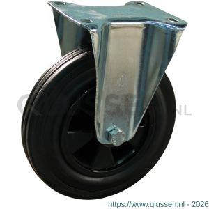 Protempo serie 01-12 bok transportwiel plaatbevestiging stalen gaffel PP velg standaard zwarte rubberen band 200 mm glijlager 301.201.126.000