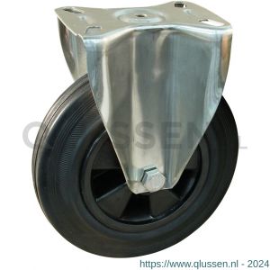 Protempo serie 01-30 bok transportwiel plaatbevestiging RVS gaffel PP velg standaard zwarte rubberen band 200 mm rollager RVS 301.209.306.000