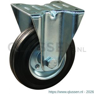 Protempo serie 02-12 bok transportwiel plaatbevestiging stalen gaffel stalen velg standaard zwarte rubberen band 100 mm rollager 302.102.126.000
