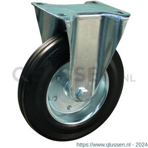 Protempo serie 02-12 bok transportwiel plaatbevestiging stalen gaffel stalen velg standaard zwarte rubberen band 200 mm rollager 302.202.126.000