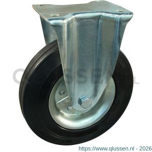 Protempo serie 02-11 bok transportwiel plaatbevestiging stalen gaffel stalen velg standaard zwarte rubberen band 225 mm rollager 302.222.116.000