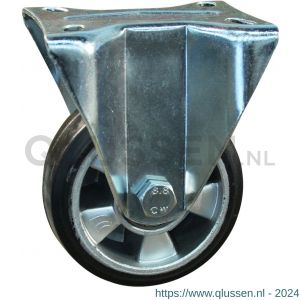 Protempo serie 10-19 bok transportwiel plaatbevestiging stalen gaffel aluminium velg zwarte elastische rubberen band ± 68 shore A 100 mm kogellager 310.106.146.040