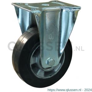 Protempo serie 10-17 bok transportwiel plaatbevestiging stalen gaffel aluminium velg zwarte elastische rubberen band ± 68 shore A 200 mm kogellager 310.206.176.050