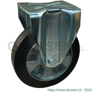 Protempo serie 10-19 bok transportwiel plaatbevestiging stalen gaffel aluminium velg zwarte elastische rubberen band ± 68 shore A 200 mm kogellager 310.206.196.000