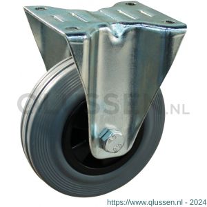 Protempo serie 11-12 bok transportwiel plaatbevestiging stalen gaffel PP velg standaard grijze rubberen band 80 mm glijlager 311.081.126.000