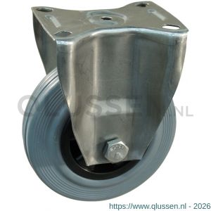 Protempo serie 11-30 bok transportwiel plaatbevestiging RVS gaffel PP velg standaard grijze rubberen band 125 mm glijlager 311.121.306.000