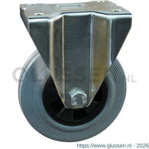 Protempo serie 11-31 bok transportwiel plaatbevestiging RVS gaffel PP velg standaard grijze rubberen band 125 mm rollager RVS 311.129.316.000