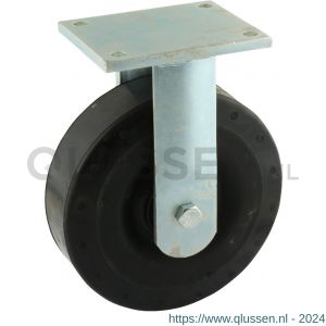 Protempo serie 18-22 bok transportwiel plaatbevestiging stalen velg zwarte elastische rubberen band ± 72 shore A 200 mm kogellager 318.206.226.080