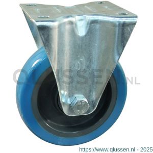 Protempo serie 21-10 bok transportwiel plaatbevestiging stalen gaffel grijze glasvezel versterkte PA velg blauwe TPU band 100 mm rollager 321.102.106.035