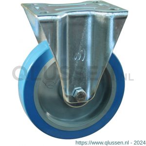 Protempo serie 21-12 bok transportwiel plaatbevestiging stalen gaffel grijze glasvezel versterkte PA velg blauwe TPU band 125 mm rollager 321.122.126.008