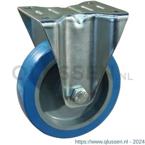 Protempo serie 21-12 bok transportwiel plaatbevestiging stalen gaffel grijze glasvezel versterkte PA velg blauwe TPU band 125 mm rollager 321.122.126.035