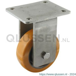 Protempo serie 21-36 bok transportwiel plaatbevestiging RVS gaffel grijze glasvezel versterkte PA velg bruine TPU band 125 mm kogellager RVS 321.128.366.046