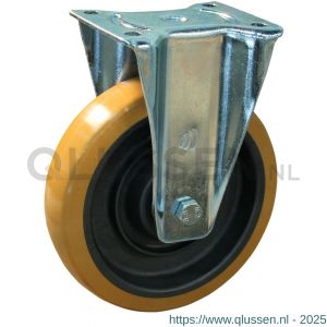 Protempo serie 21-17 bok transportwiel plaatbevestiging stalen gaffel grijze glasvezel versterkte PA velg bruine TPU band 200 mm kogellager 321.206.176.050