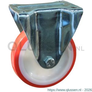 Protempo serie 27-91 bok transportwiel plaatbevestiging stalen gaffel witte PA velg rode TPU band ± 97 shore A 125 mm rollager 327.122.916.000