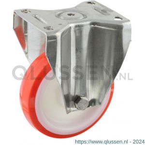 Protempo serie 27-35 bok transportwiel plaatbevestiging RVS gaffel witte PA velg rode TPU band ± 97 shore A 150 mm glijlager 327.151.356.000