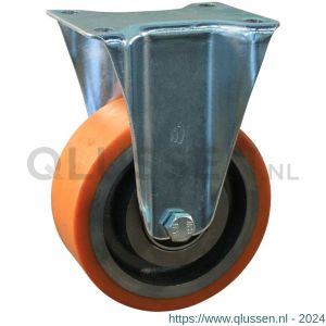 Protempo serie 28-91 bok transportwiel plaatbevestiging stalen gaffel gietijzeren velg PU band ± 97 shore A 150 mm kogellager 328.156.916.030