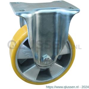 Protempo serie 29-14 bok transportwiel plaatbevestiging stalen gaffel aluminium velg PU band ± 94 shore A 160 mm kogellager 329.166.146.000