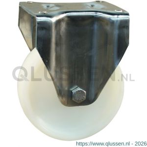 Protempo serie 33-36 bok transportwiel plaatbevestiging RVS gaffel naturel PA (of PP) 160 mm glijlager 333.161.366.050