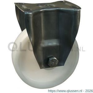 Protempo serie 34-30 bok transportwiel plaatbevestiging RVS gaffel naturel PP (of PA) 80 mm rollager RVS 334.089.306.030